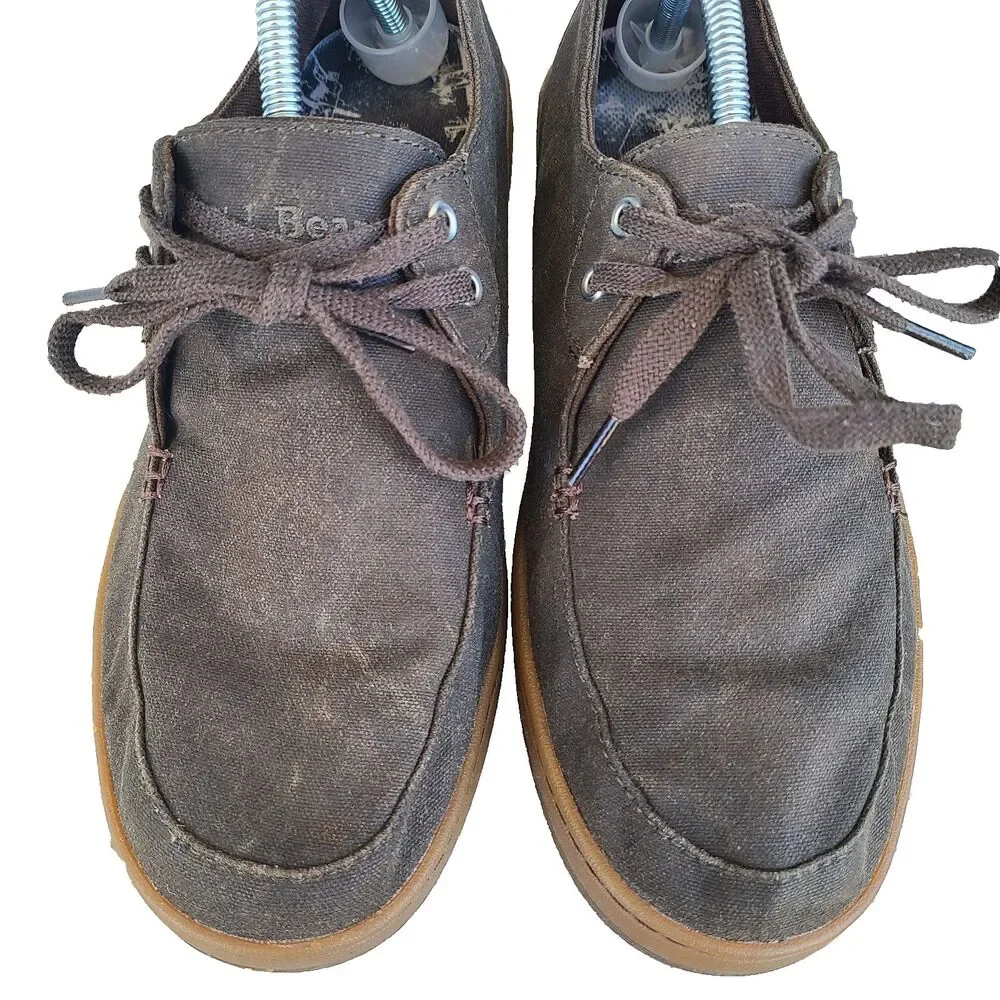 LL Bean Campside 2-Eye Brown Canvas Boat Shoe Loafers 505999 Mens 10.5M Casual